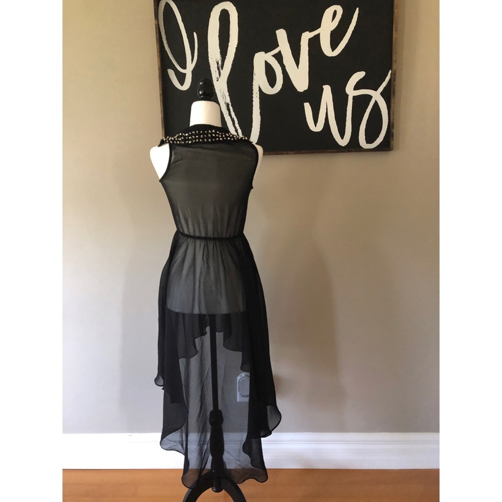 DEX high low sheer dress with studded collar - Picture 4 of 9